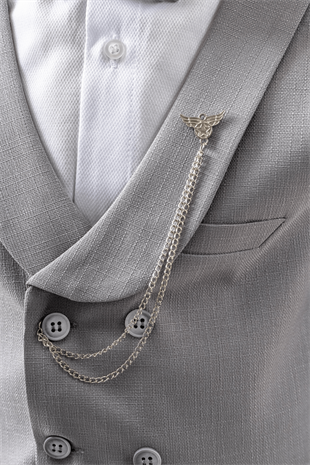 Lord Katlamalı Yelekli Çocuk Takım Elbise Antrasit