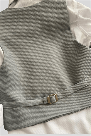 Matrix Yelekli Zincirli Erkek Çocuk Takım Elbise Gri