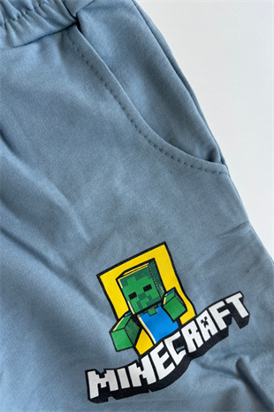 3-10 Mncraft Erkek Çocuk Eşofman Takımı Mavi