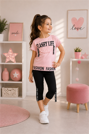 Flashy Life Taytlı Kız Çocuk Takım Pembe