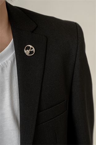 Milano Klasik Ceketli Tişörtlü Çocuk Takım Elbise Siyah