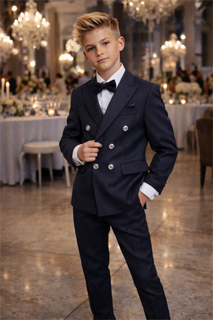 Montero Ceketli Mendilli Erkek Çocuk Takım Elbise Lacivert