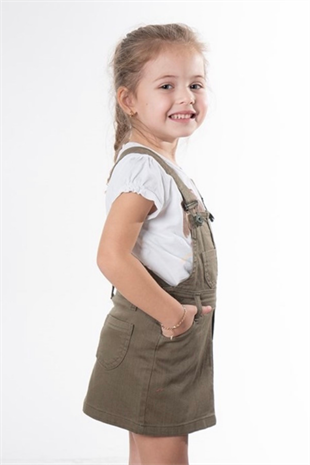 Ön Cep Detay Kız Çocuk Salopet Elbise