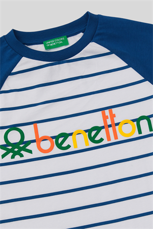 Benetton Erkek Çocuk Mavi Mix Çizgili T-shirt