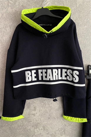 Be Fearless Balıkçı Yaka Neon Detay Kız Çocuk Eşofman Takım Lacivert