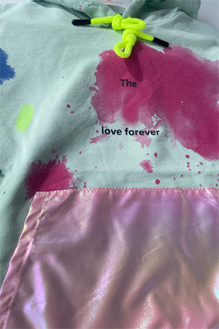 6-9 Yaş Batik Desen Kapüşonlu Kız Çocuk Sweat Yeşil