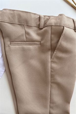 Matrix Yelekli Zincirli Erkek Çocuk Takım Elbise Latte