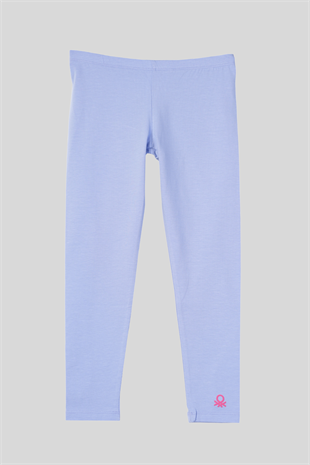 4-14 Yaş Benetton Baskı Detay Kız Çocuk Tayt Lila