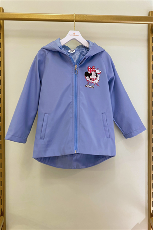 3-10 Yaş Karakter Detay Kız Çocuk Yağmurluk Mavi