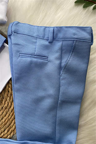 Matrix Yelekli Zincirli Erkek Çocuk Takım Elbise Bebe Mavi