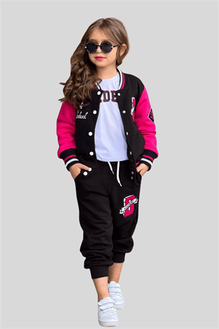 4-12 Yaş College Ceketli Kız Çocuk Takım Fuşya