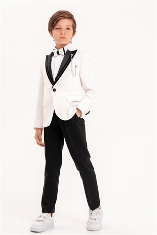 3-14 Yaş Premium Erkek Çocuk Damatlık Beyaz