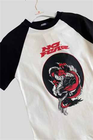 6-14 yaş No Fear Baskılı Erkek Çocuk Tshirt Beyaz
