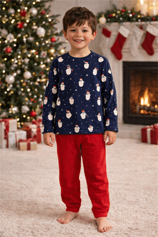 Kardanadam Desen Unisex Çocuk Pijama Takımı