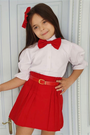 Kemer Dahil Etekli Fiyonklu 23 Nisan Kız Çocuk Takım