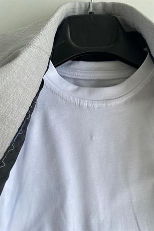 Milano Kruvaze Ceketli Tişörtlü Çocuk Takım Elbise Gri