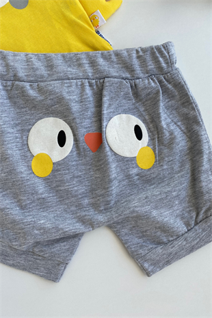 Civciv Şortlu Unisex Bebe Takım Sarı