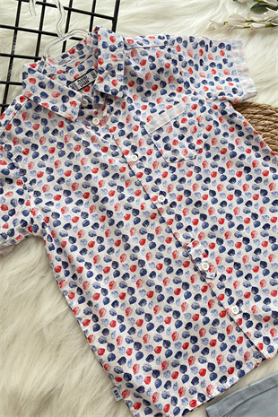 Desenli Gömlek Gabardin Pantolon Takım