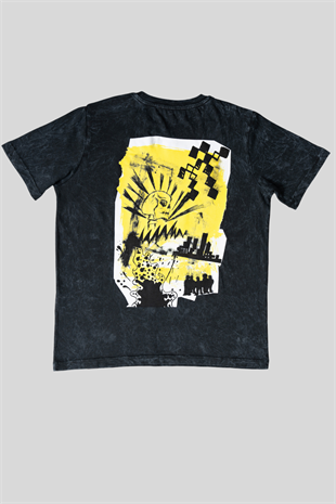 6-14 Yaş No Fear Yazı Baskı Yıkamalı Erkek Çocuk T-shirt Siyah