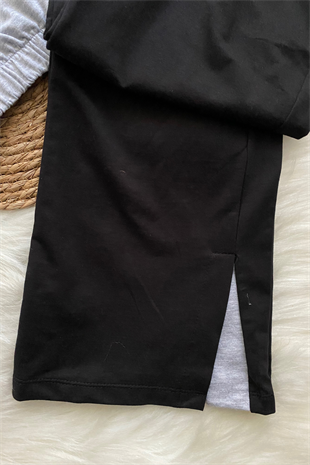 Alt İspanyol Uzun Kol Crop Kız Çocuk Eşofman Takımı Gri