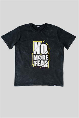 6-14 Yaş No Fear Yazı Baskı Yıkamalı Erkek Çocuk T-shirt Siyah