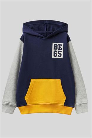 4-14 Benetton Kanguru Cepli Uzun Kol Erkek Çocuk Sweat