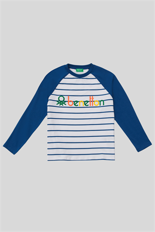 Benetton Erkek Çocuk Mavi Mix Çizgili T-shirt