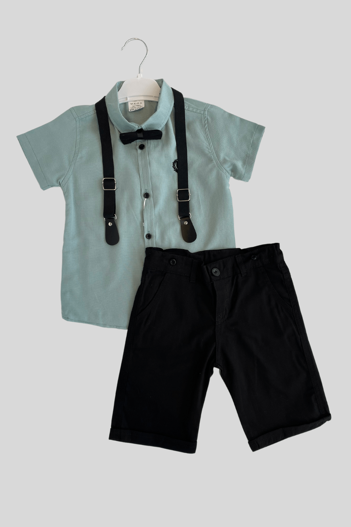 Oxford Kısakol Gömlek Şortlu Erkek Çocuk Takım Su Yeşili