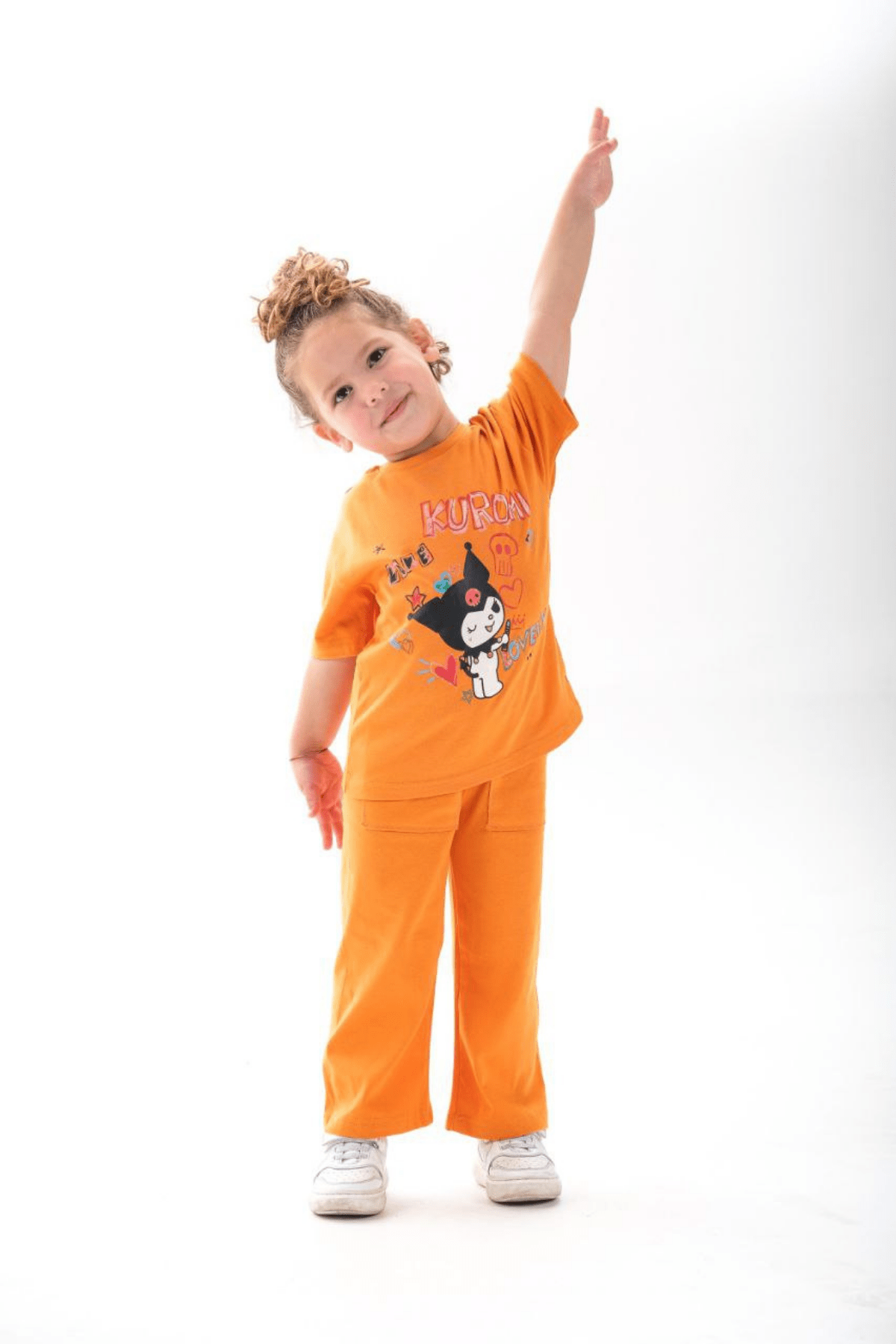 1-12 Yaş Kuromi Kısa Kol Eşofman Kız Çocuk Takım Turuncu