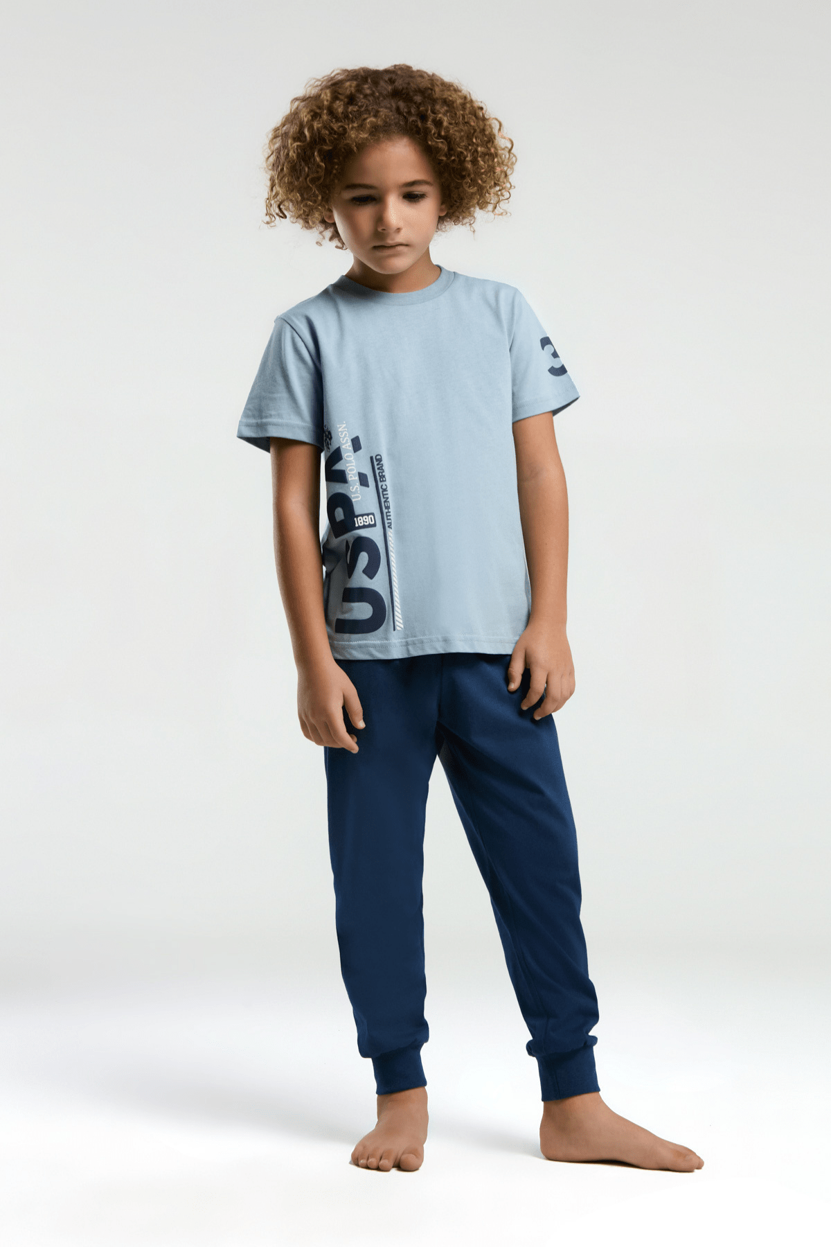 9-15 Yaş U.S Polo Lisanslı Baskılı Erkek Çocuk Takım İndigo