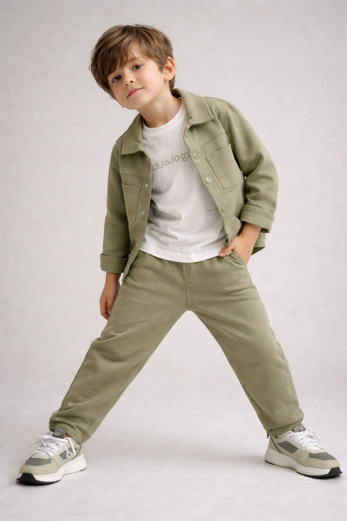 3-12 Yaş Diagonel Biyeli Erkek Çocuk 3'lü Takım Su Yeşili