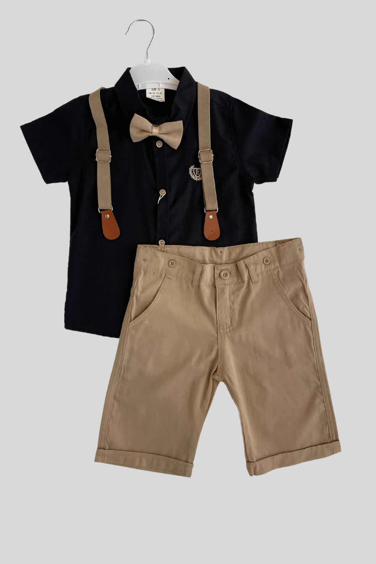 Oxford Kısakol Gömlek Şortlu Erkek Çocuk Takım Siyah