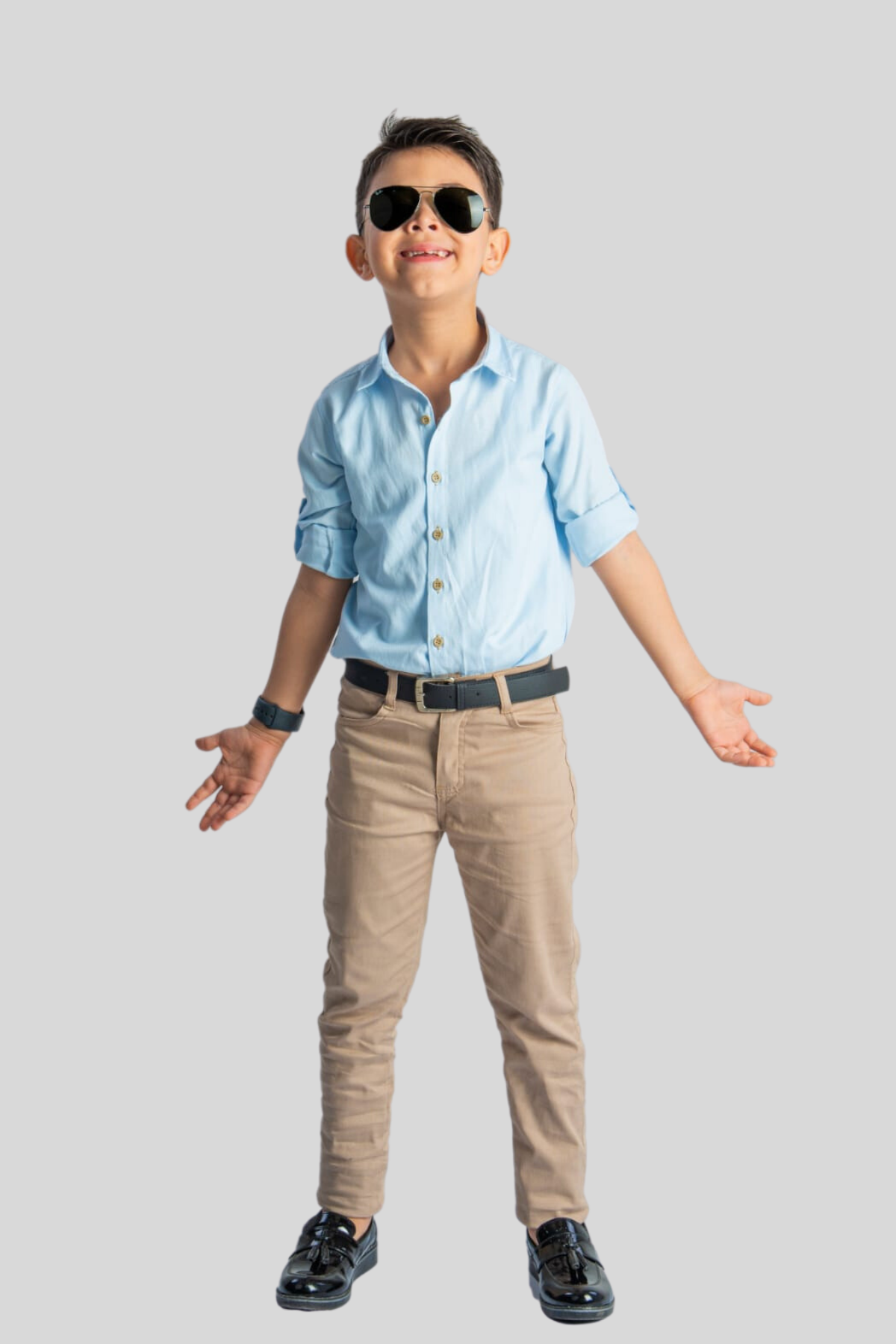 Gömlek Pantolon Kemer 3lü Erkek Çocuk Takım Bebe Mavi