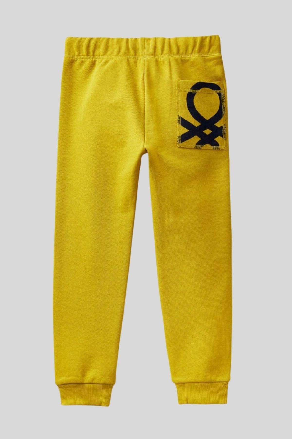 6-14 Benetton Arka Cep Detay Erkek Çocuk Eşofman Altı Sarı