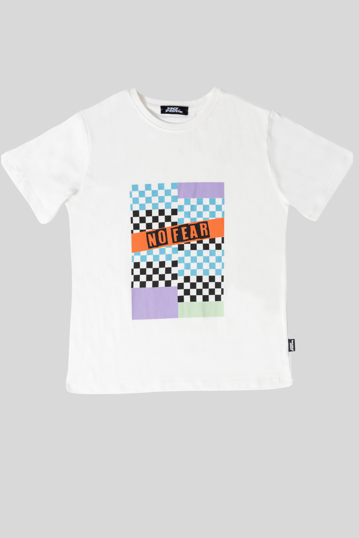 6-14 Yaş No Fear Dama Yazı Baskı Erkek Çocuk Tişört