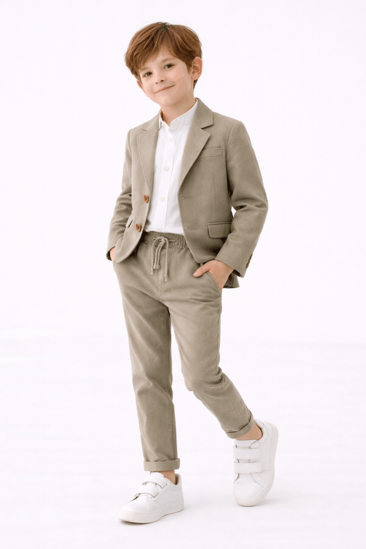 2-5 Yaş Nona Ceketli Keten Gömlekli Erkek Takım Elbise Çağla Yeşili