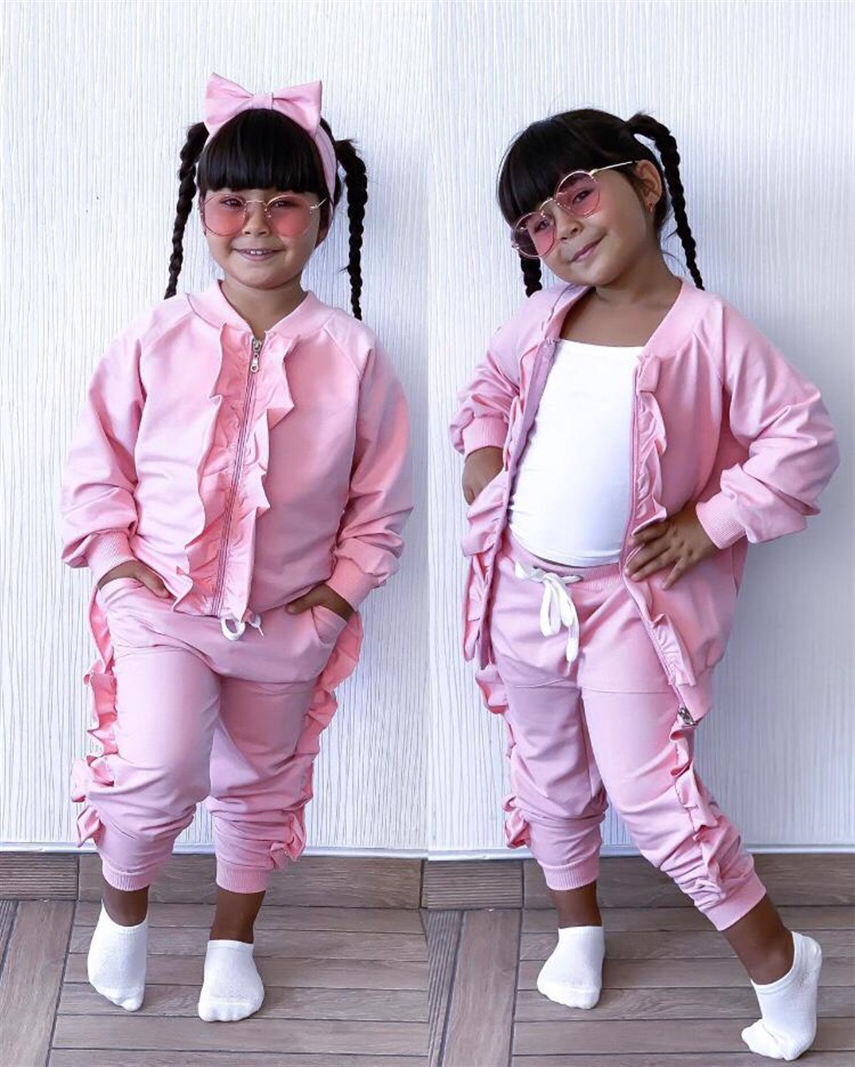 Fırfırlı Sweat ve Pantolonlu Kız Çocuk Takım