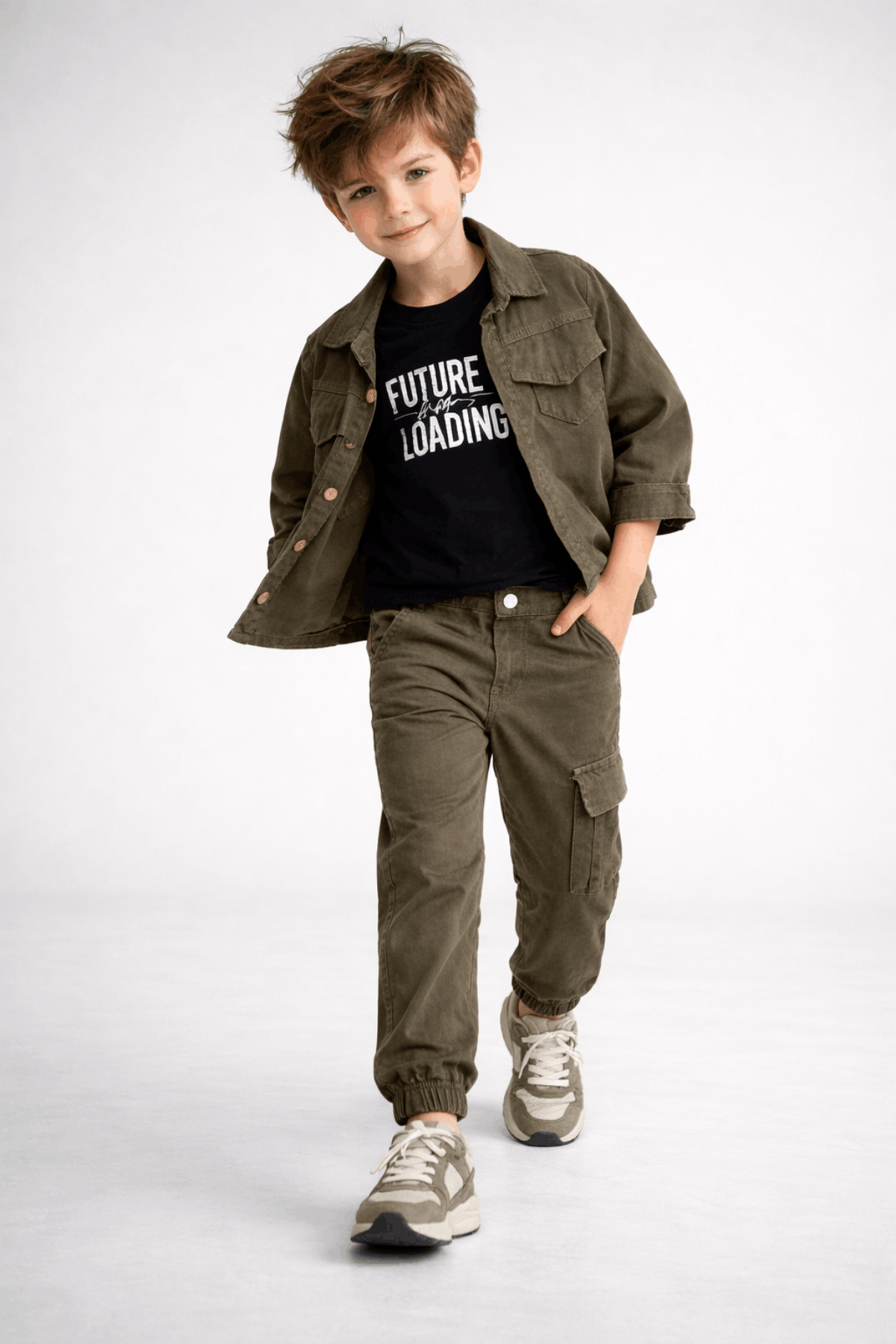 3-12 Yaş Future Gabardin Erkek Çocuk 3'lü Takım Haki