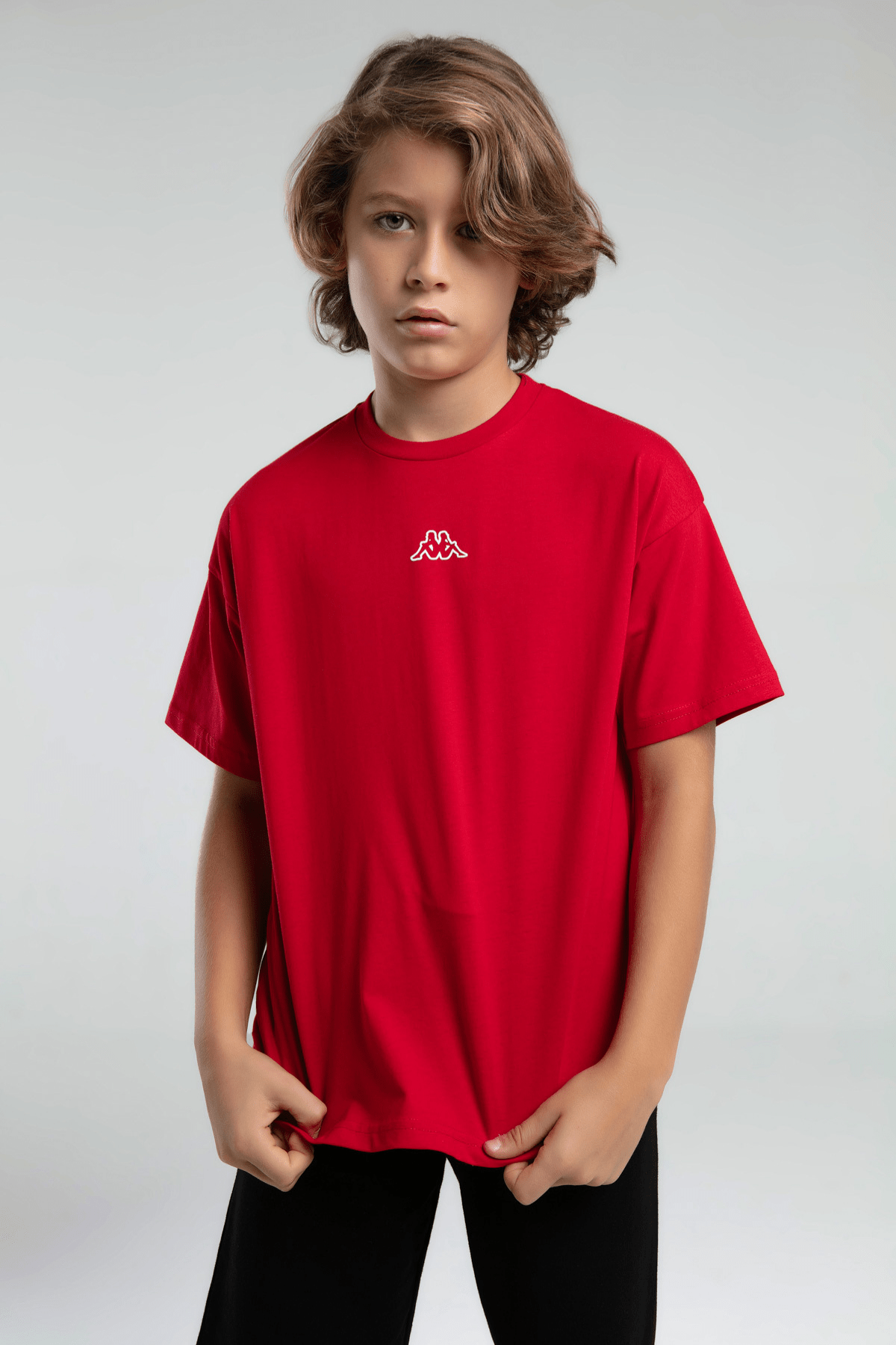 5-16 Yaş Kappa Lisanslı Sırt Baskılı Erkek Çocuk Tişört Kırmızı