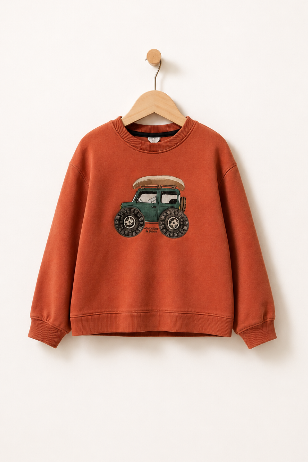 2-6 Yaş Tekerlek Aplikeli Erkek Çocuk Sweat Kiremit