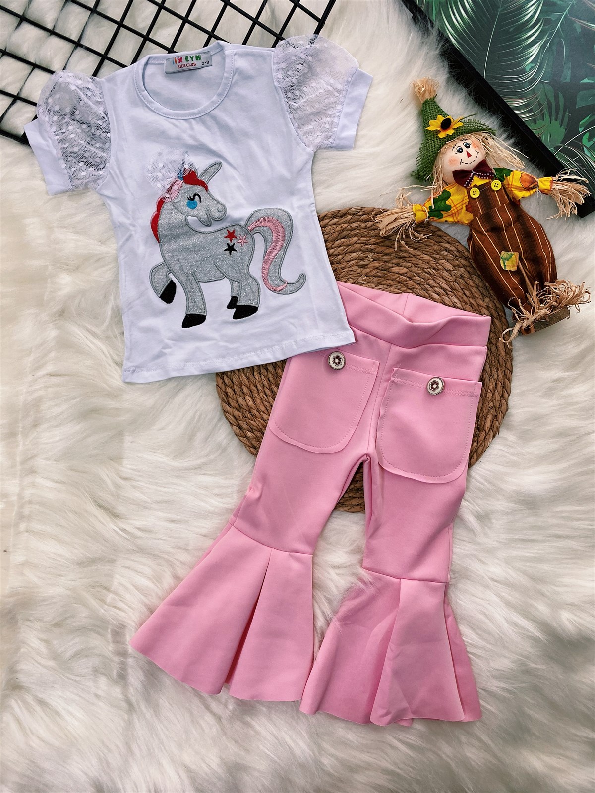 Pony İspanyol Pantolonlu Kız Çocuk Takım Pembe