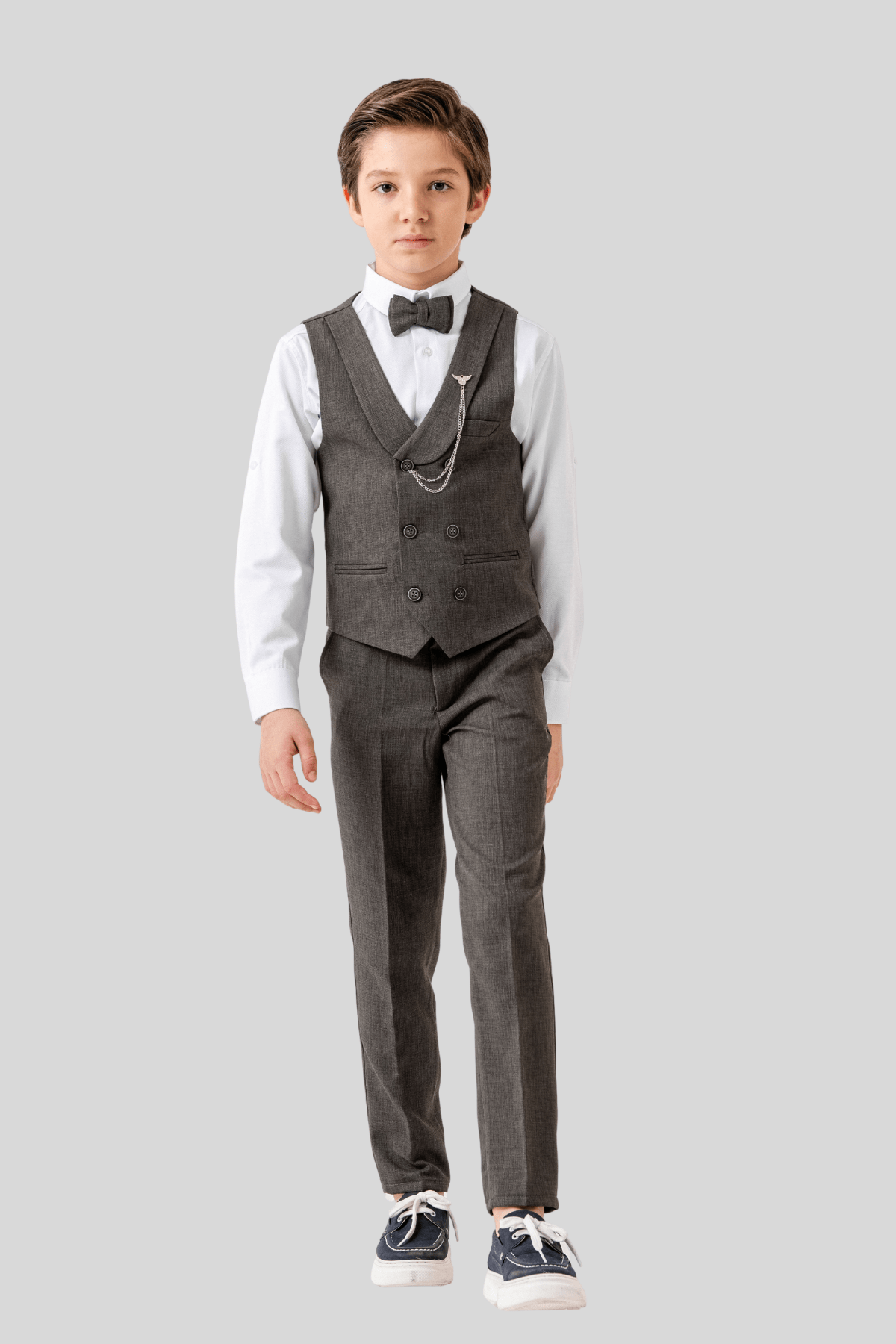 Lord Katlamalı Yelekli Çocuk Takım Elbise Haki