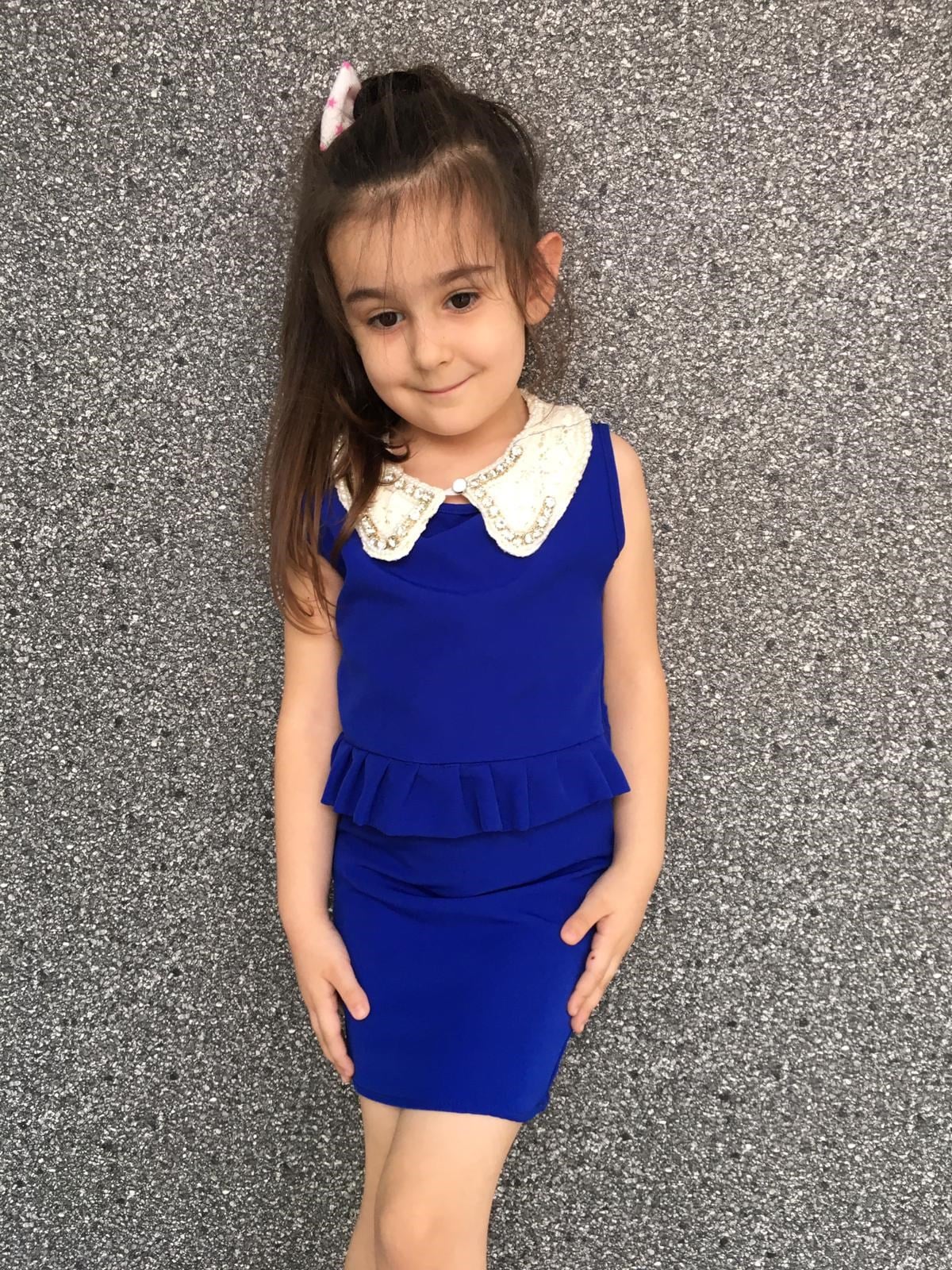 Taşlı Güpür Yaka Yaka Detay Elbise Saks