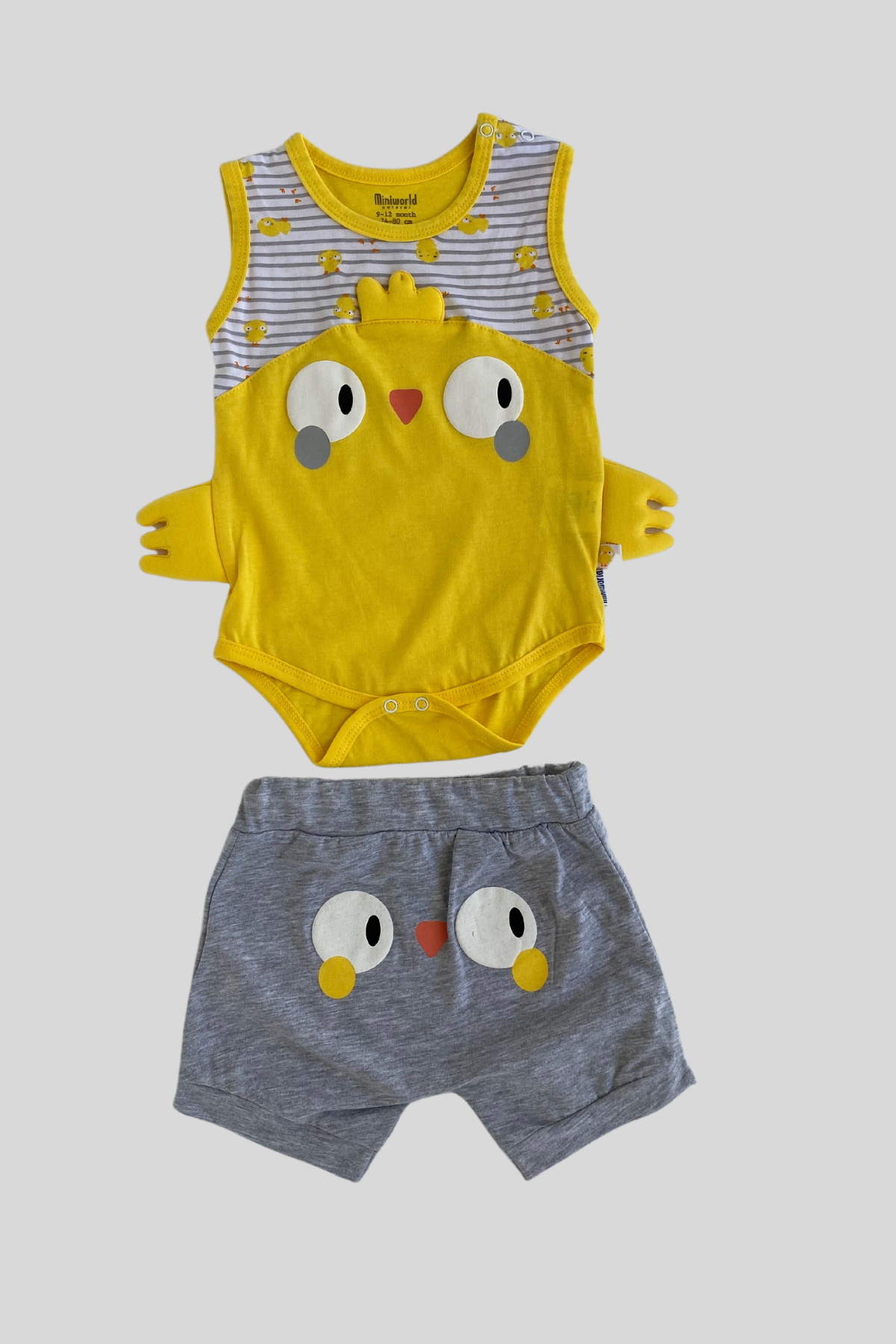 Civciv Şortlu Unisex Bebe Takım Sarı