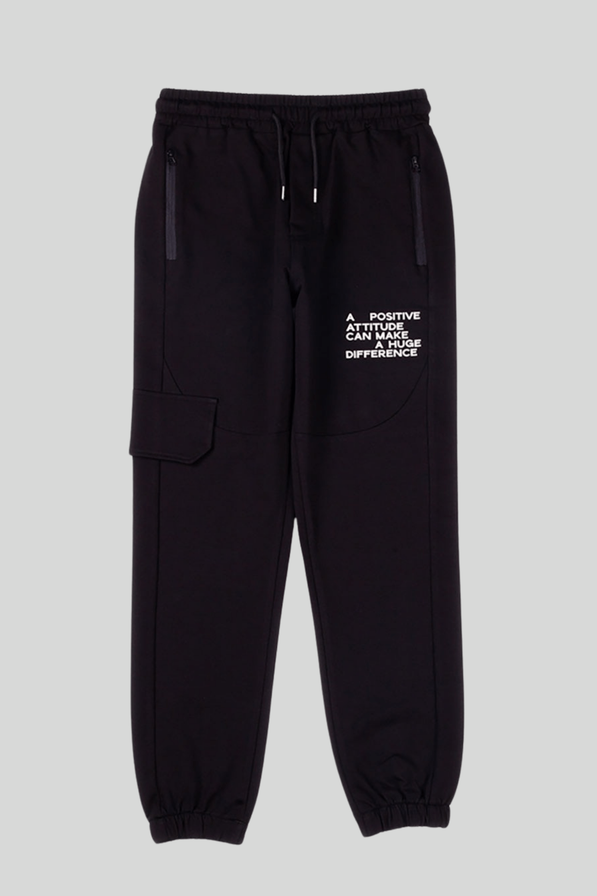 5-16 Yaş Positive Baskı Fermuarlı Erkek Çocuk Eşofman Alt Siyah