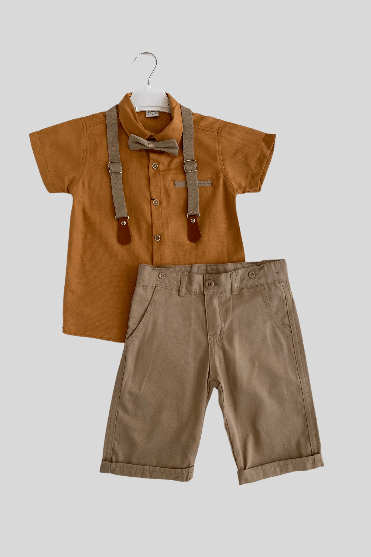 Oxford Kısakol Gömlek Şortlu Erkek Çocuk Takım Kiremit