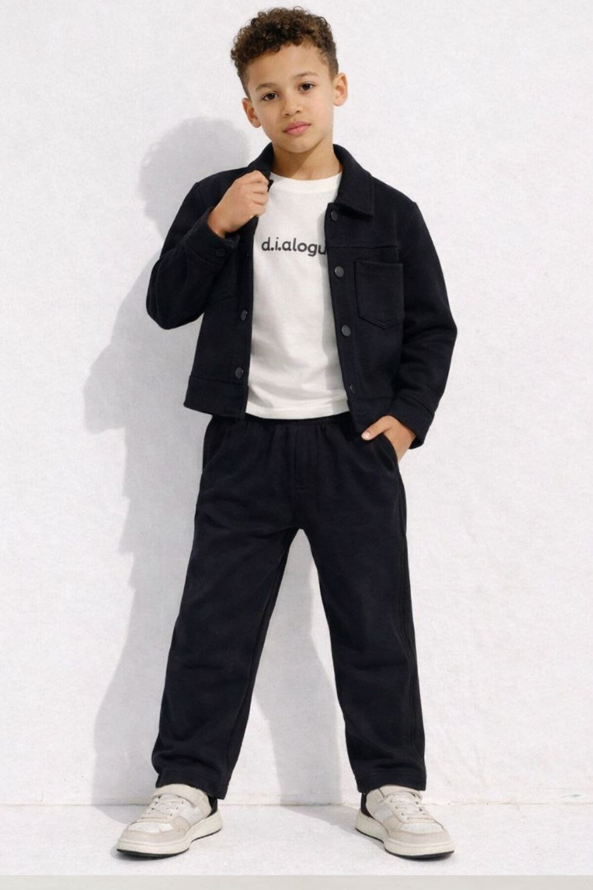 3-12 Yaş Diagonel Biyeli Erkek Çocuk 3'lü Takım Siyah