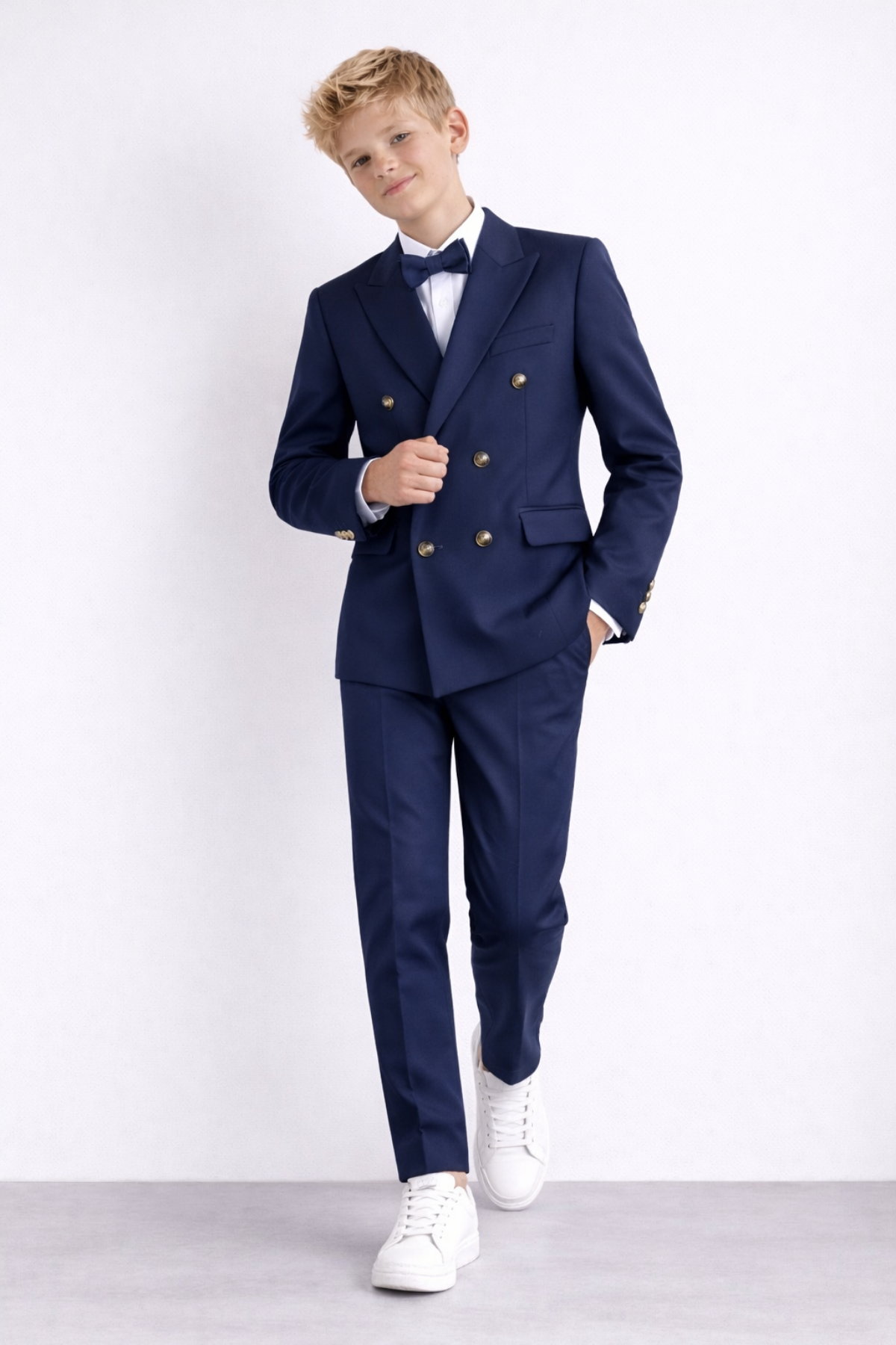 3-14 Yaş Dagi Gömlekli Kruvaze Ceketli Erkek Çocuk Takım Elbise Mezuniyet Lacivert