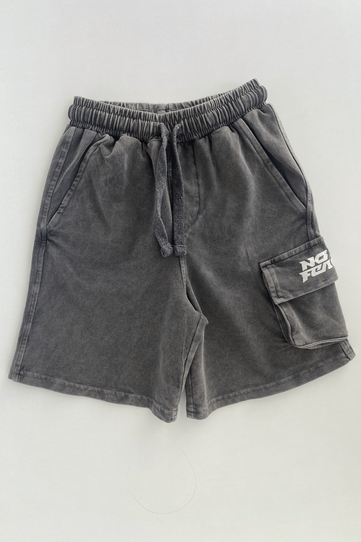 6-14 Yaş No Fear Yıkamalı Kargo Cepli Erkek Çocuk Şort Antrasit