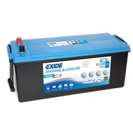 Exide Dual AGM EP1500 - 12V 180 Ah Dual AGM Akü